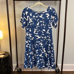Ann Taylor Blue and White Floral Dress